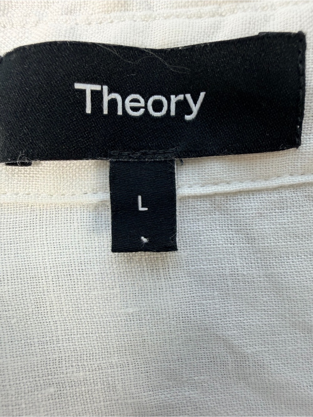 Theory Cropped White Button-Down Shirt in Relaxed Linen Size Large - Picture 10 of 11